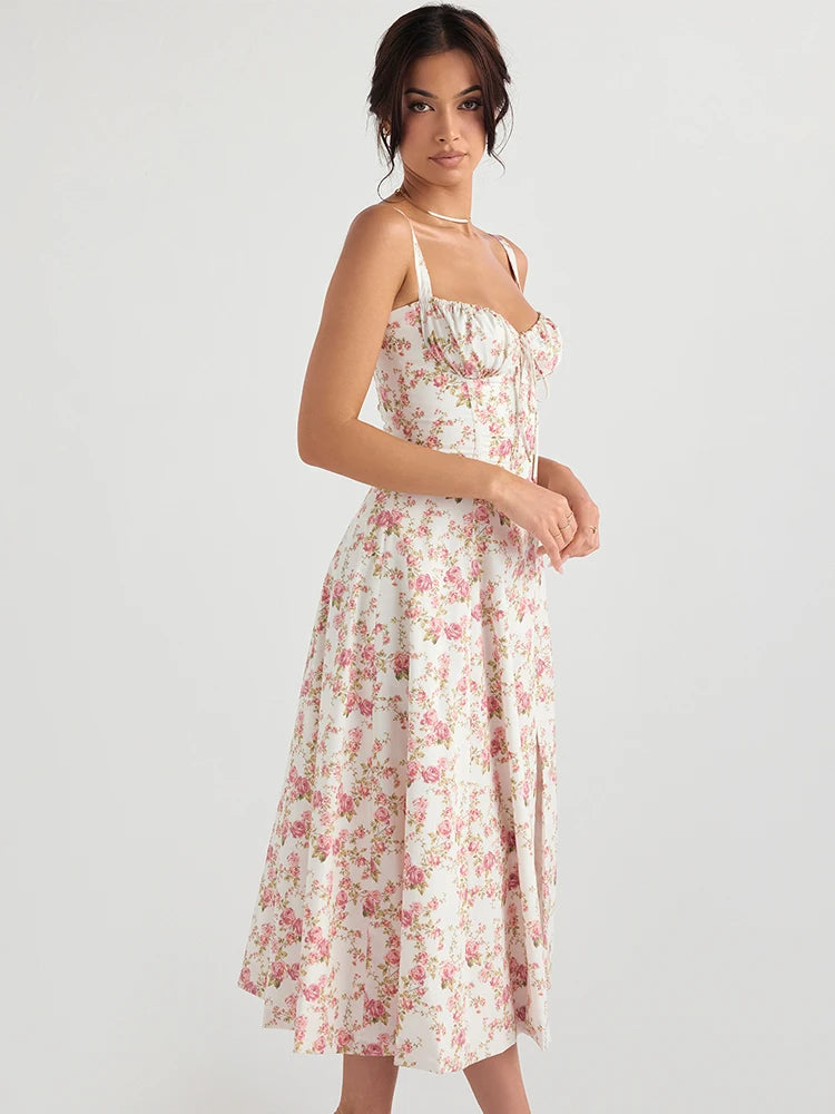 2025 Suninheart Summer Dress – Floral Print, Lace-Up, and Breezy Elegance