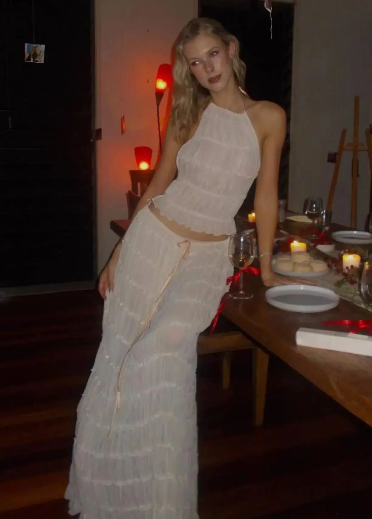 Women's Sexy Folded Vest & Long Skirt Set – Breezy & Beautiful for Summer