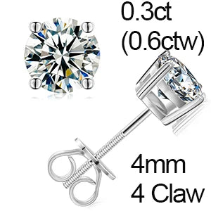 Brilliant Round Moissanite Earrings – Sterling Silver Studs, Dazzling Gift for Him or Her