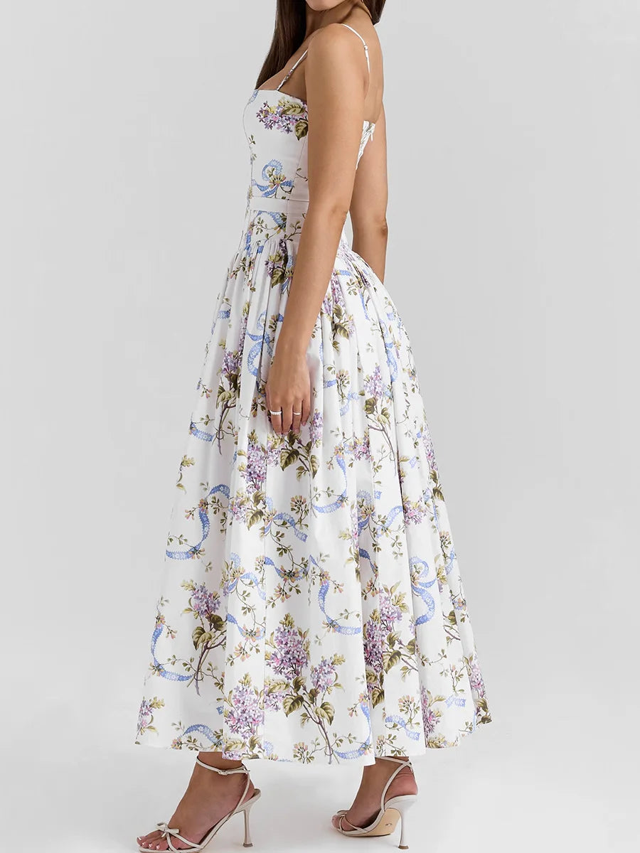 Floral Elegance – Mingmingxi Spaghetti Strap Maxi Party Dress for Summer
