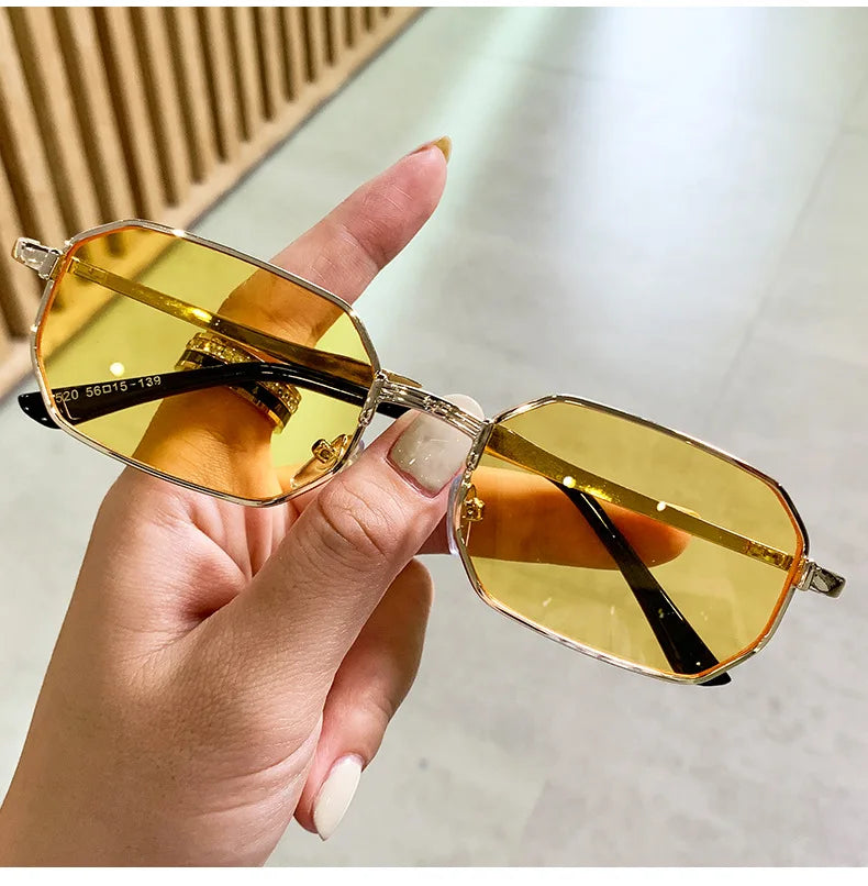 Classic Narrow Metal Sunglasses – Sleek Rectangle Design for Men & Women