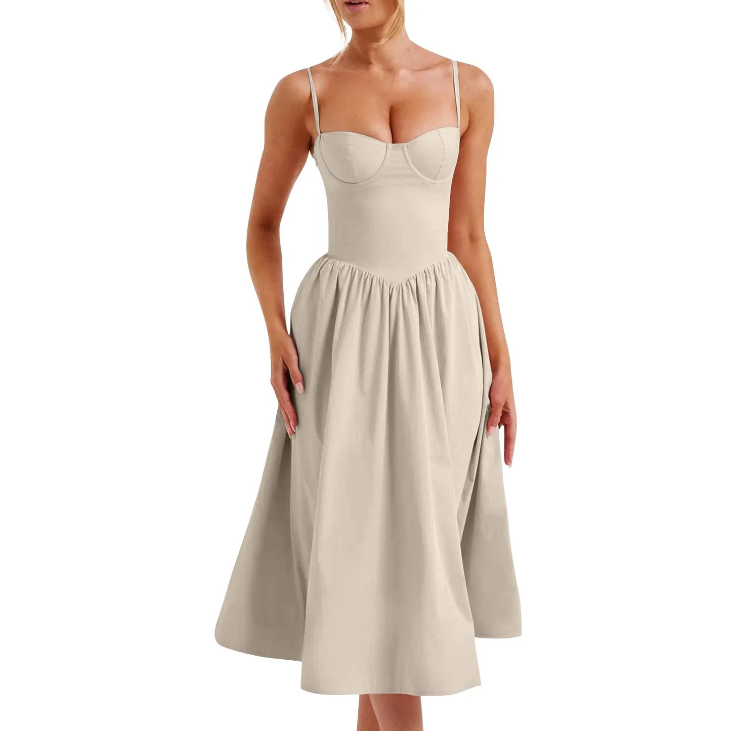 Sexy Sleeveless A-Line Dress for Women – Mid-Length Feminine Summer Style