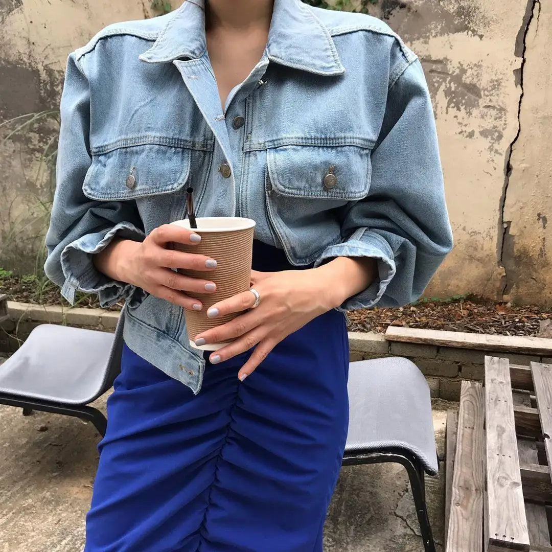 Sexy Y2K Style Denim Shirt Jacket – Cropped Street Fashion for Women