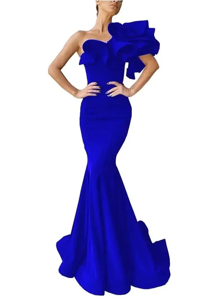 Luxury Satin Mermaid Prom Dress – One Shoulder Elegance