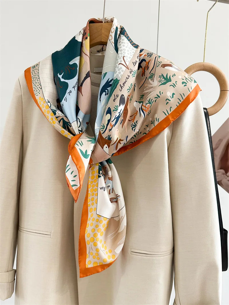 Luxury Silk Twill Scarf 90 – Hand-Rolled Designer Mulberry Silk for Women