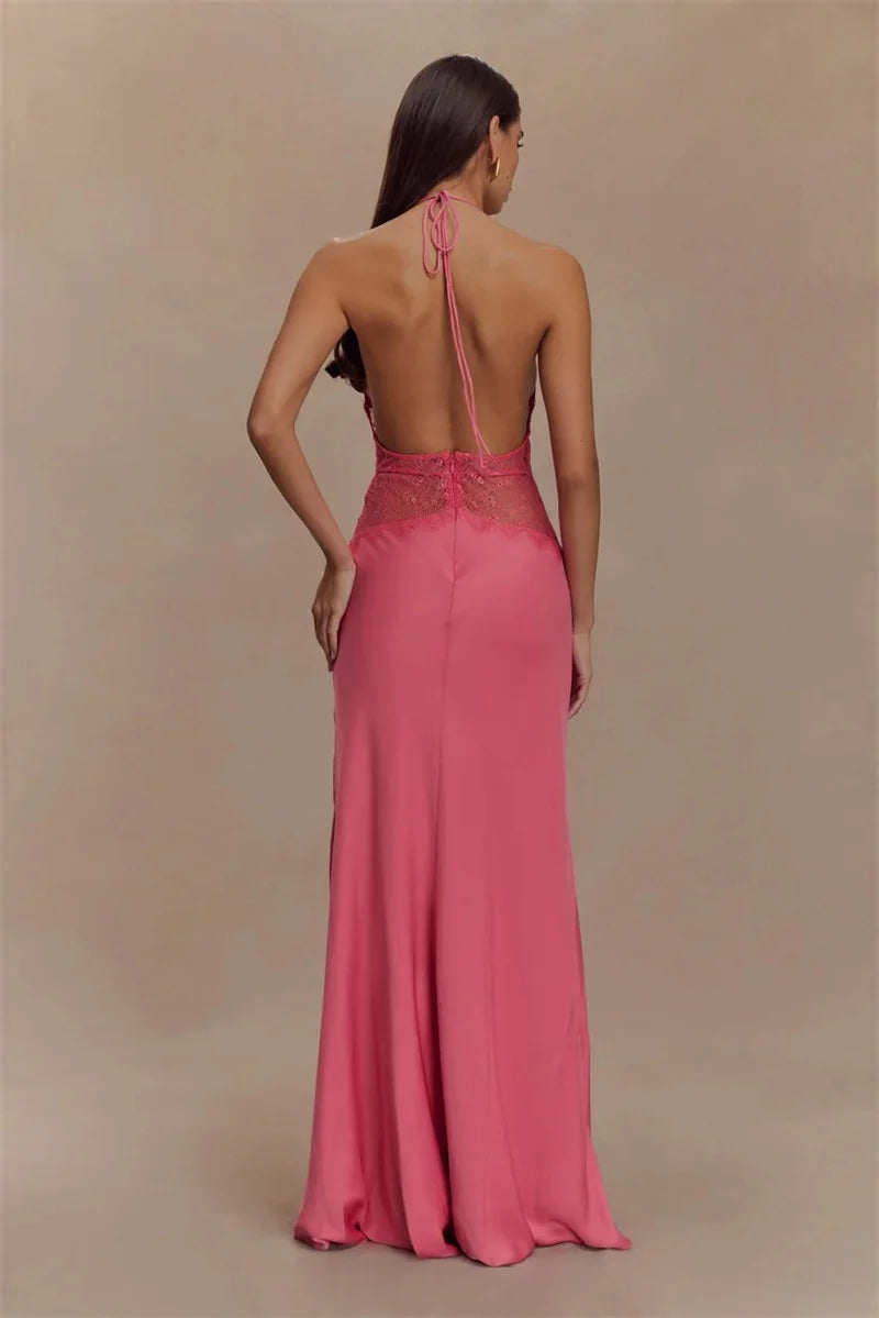 Summer Temptation – Deep V-Neck Halter Long Dress