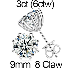 Brilliant Round Moissanite Earrings – Sterling Silver Studs, Dazzling Gift for Him or Her