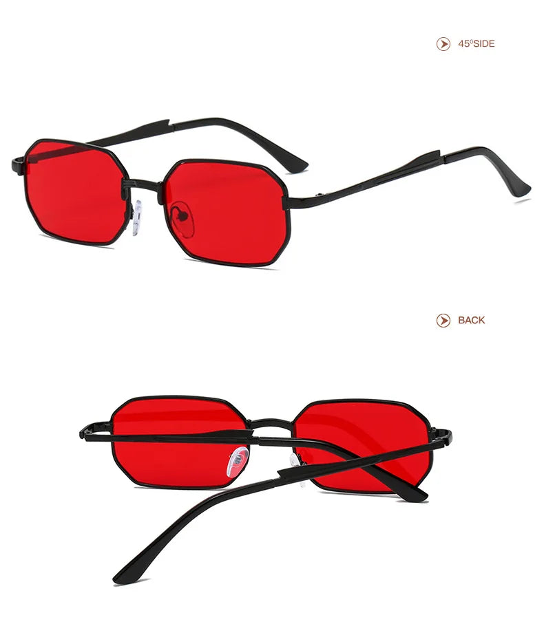 Classic Narrow Metal Sunglasses – Sleek Rectangle Design for Men & Women
