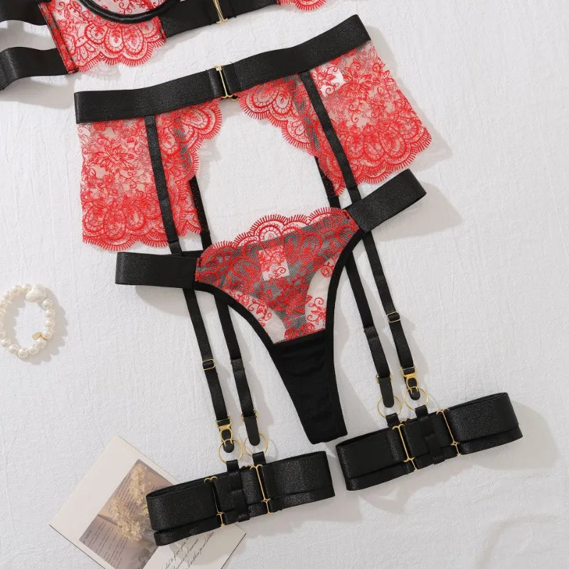 Romantic Transparent Lingerie Set – Toucheart Bra & G-String Underwear for Women