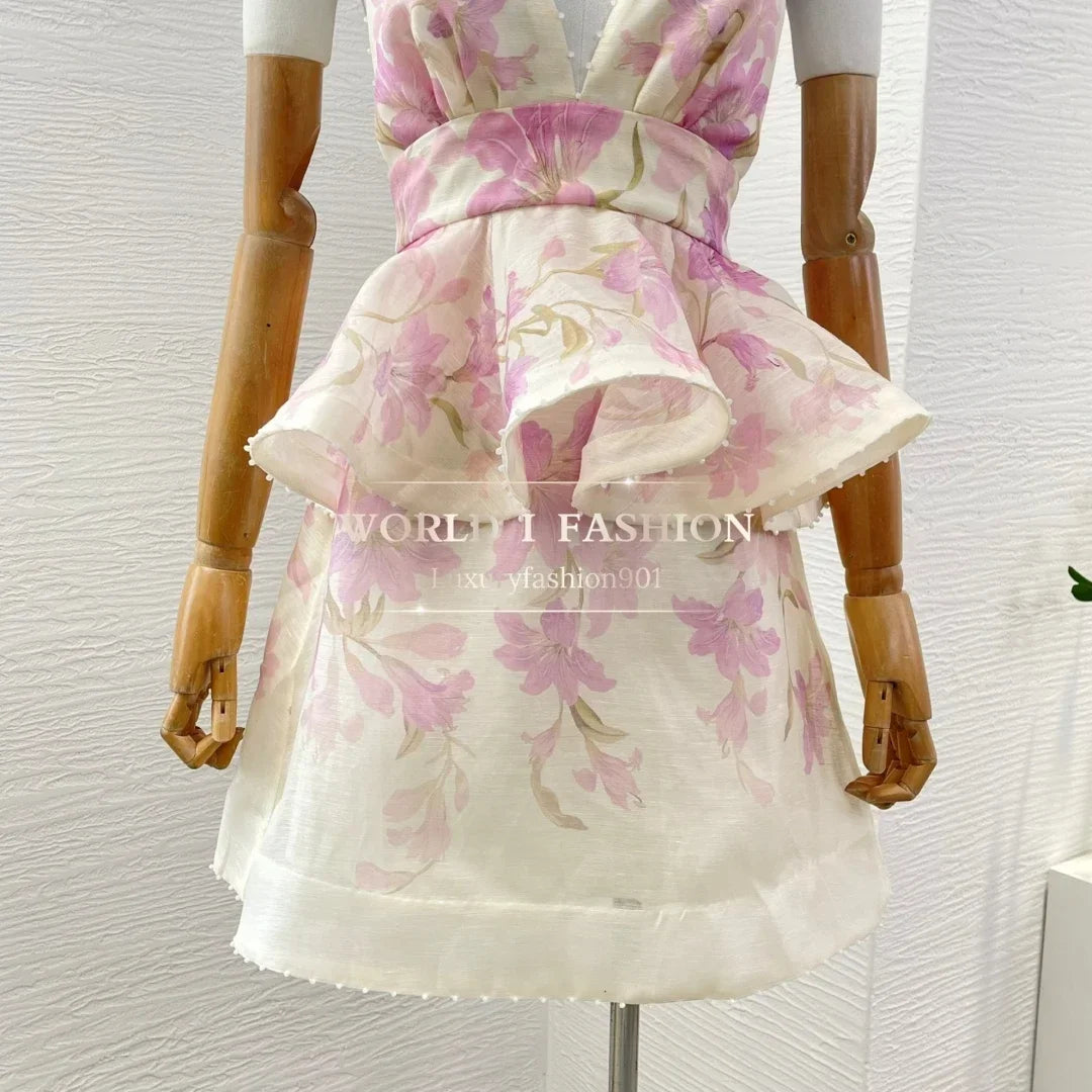 Rosy Days – Pink Violet Sleeveless Ruffle Dress