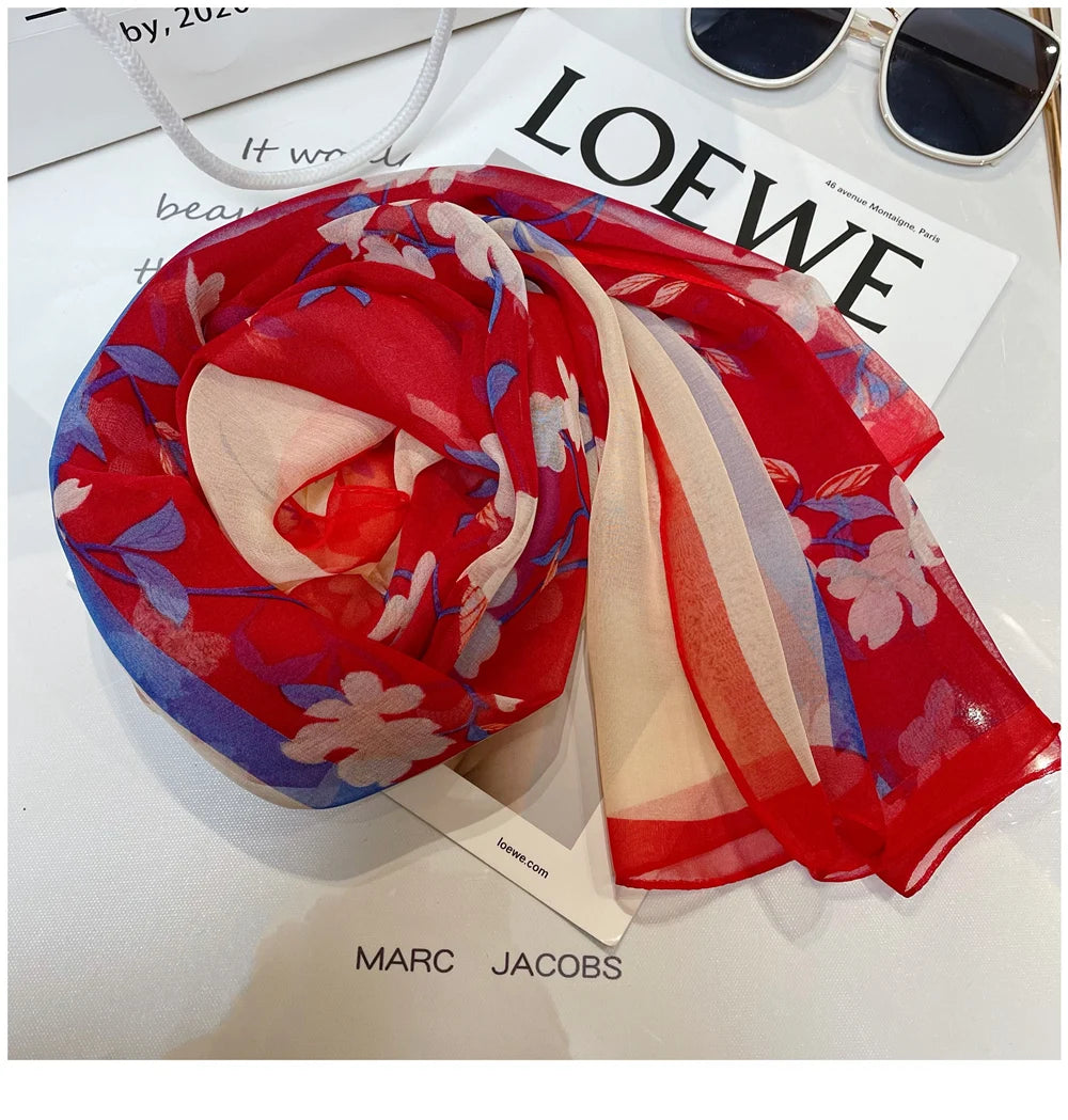 Luxury 100% Silk Shawl – Elegant Blue Scarf Cape C255 for Spring & Summer