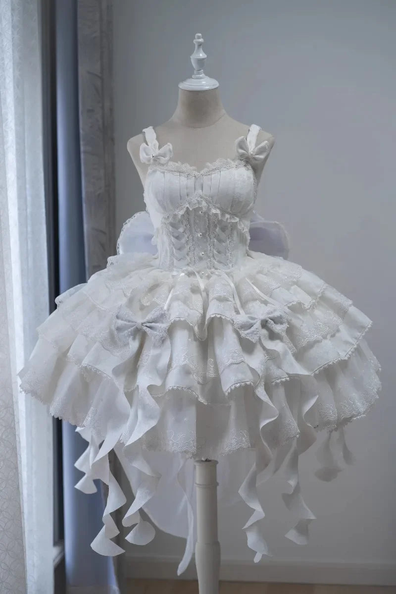 Sweet Lolita Suspender Dress – Short Flower JSK for Weddings & Special Occasions
