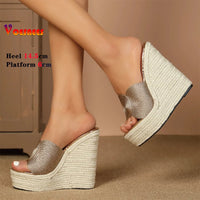 High Platform Straw Wedge Heels – Hot Summer Sandals for Women