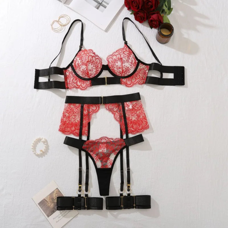 Romantic Transparent Lingerie Set – Toucheart Bra & G-String Underwear for Women