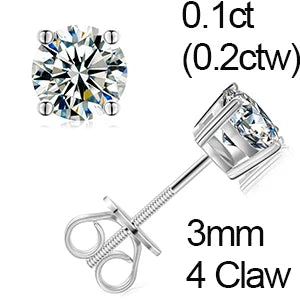 Brilliant Round Moissanite Earrings – Sterling Silver Studs, Dazzling Gift for Him or Her
