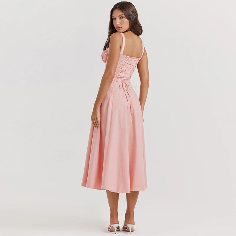 2025 Suninheart Summer Dress – Floral Print, Lace-Up, and Breezy Elegance