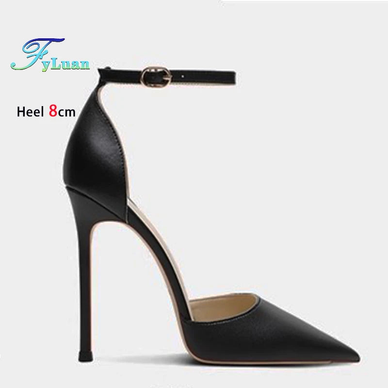 Spring Summer Fashion Sheepskin Heels – Women’s Buckle Strap Sandals (6–12cm)