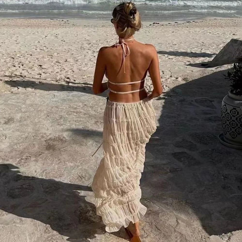 Women's Sexy Folded Vest & Long Skirt Set – Breezy & Beautiful for Summer