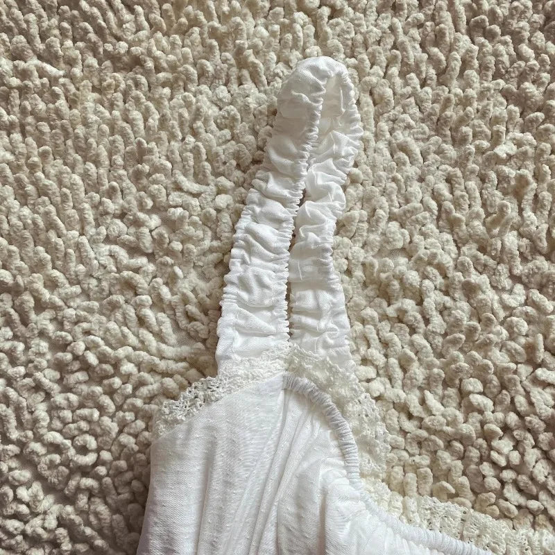 Boho-Inspired White Corset Midi Dress – Lace-Up Elegance for Summer Days