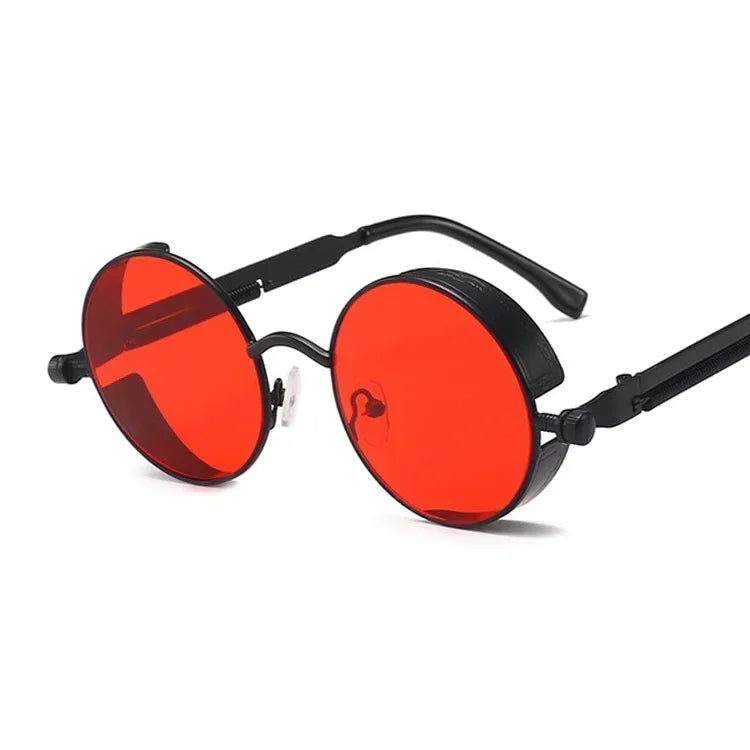 Vintage Steampunk Round Sunglasses – Unisex Metal Frame UV400 Designer-Inspired Retro Shades