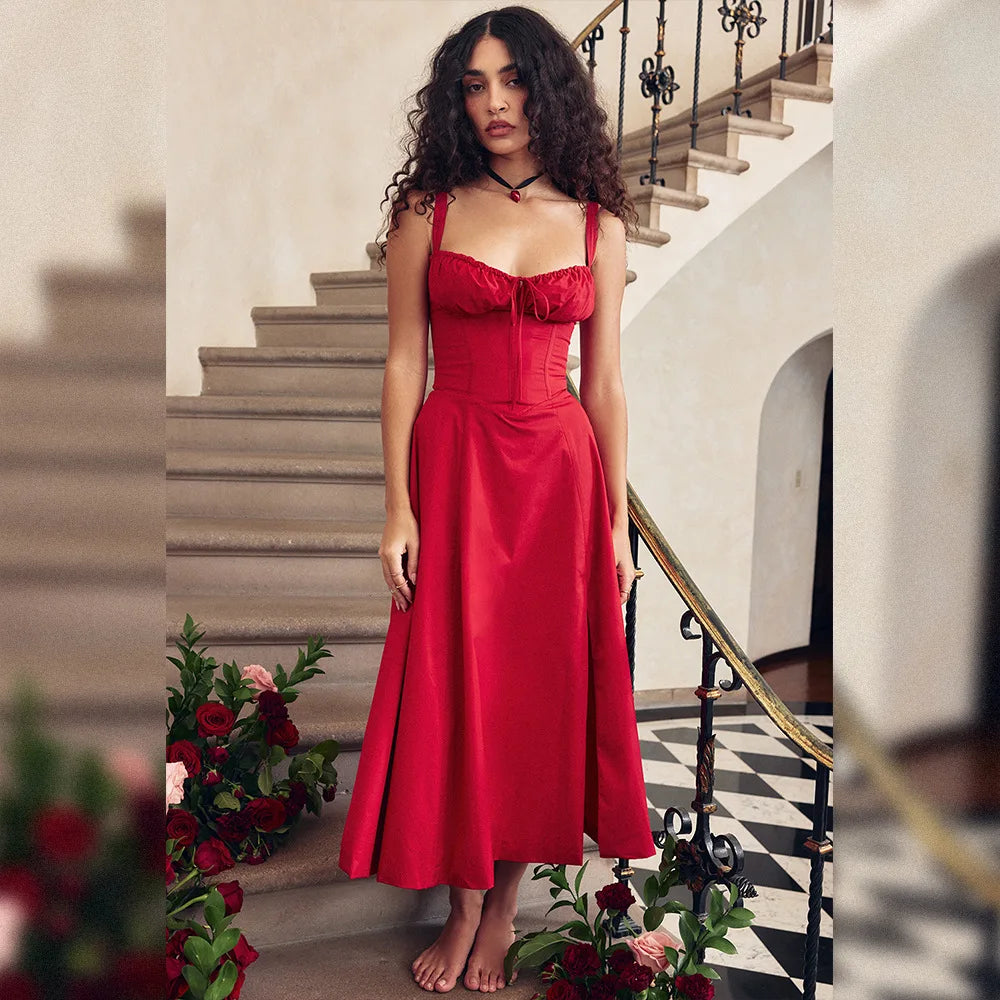2025 Suninheart Summer Dress – Floral Print, Lace-Up, and Breezy Elegance
