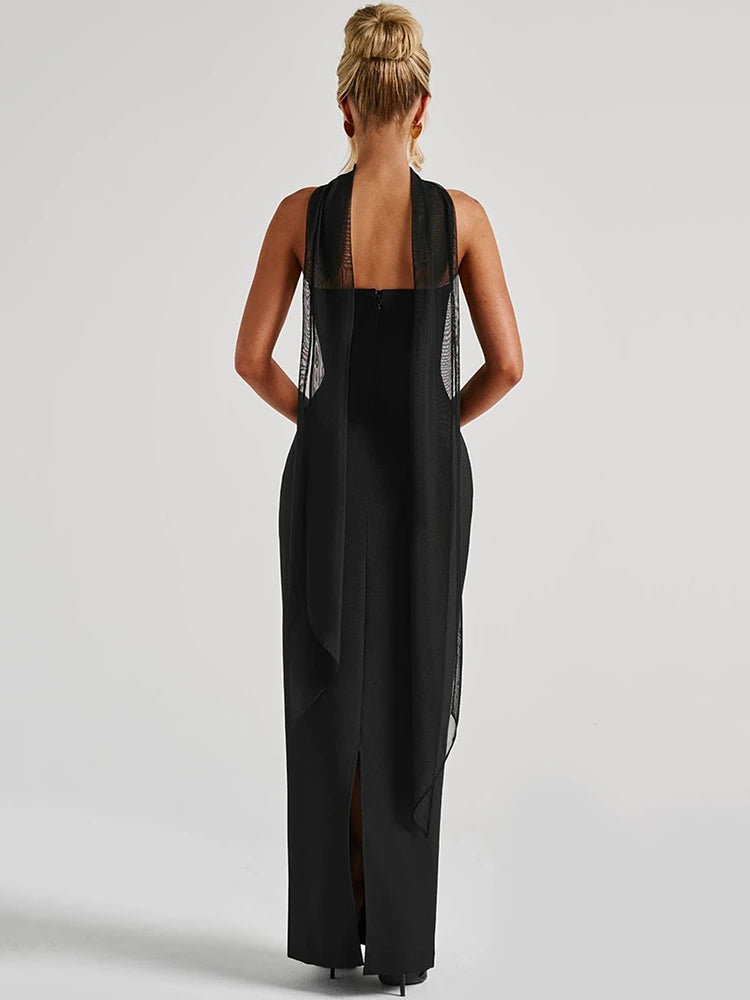 Sexy Strapless Scarf-Neck Maxi Dress for Women – Night Out Essential