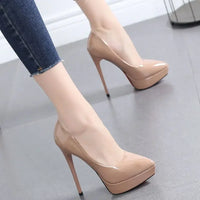 Elegant Nude Pointed Toe High Heels – Versatile Waterproof Design