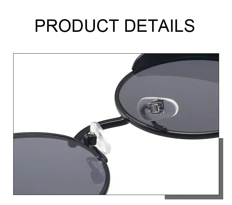 Vintage Steampunk Round Sunglasses – Unisex Metal Frame UV400 Designer-Inspired Retro Shades