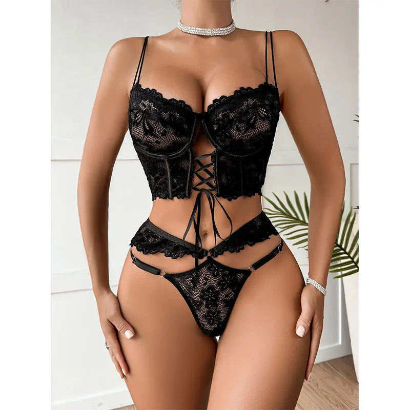 Elegant Plus Size Floral Bra Set – Push-Up Support & Delicate Lace