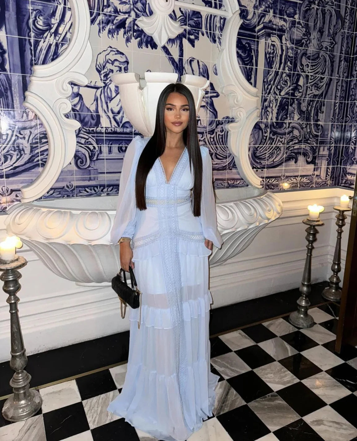 Elegant Ruffle Hollow-Out Maxi Dress – Summer Party Chic