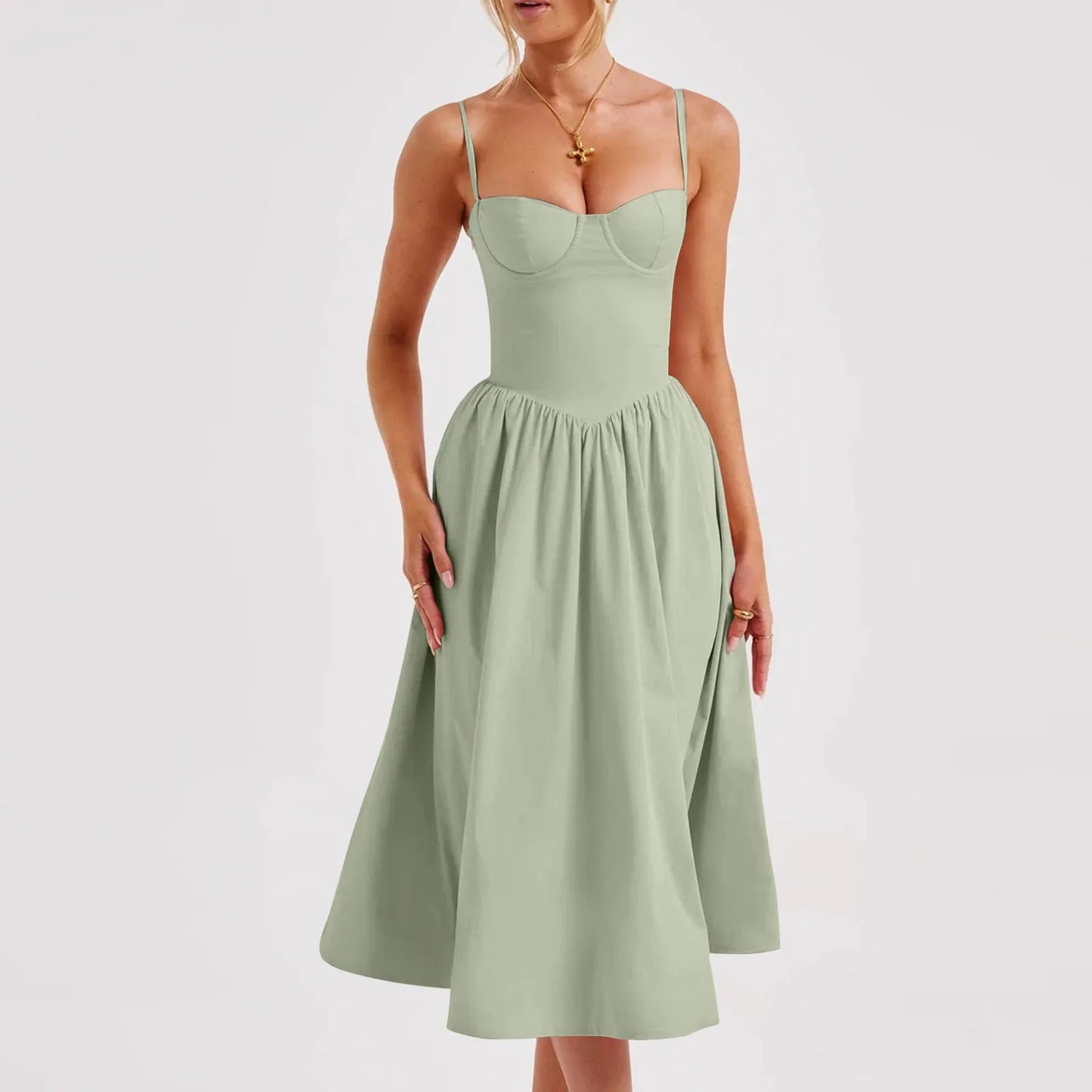 Sexy Sleeveless A-Line Dress for Women – Mid-Length Feminine Summer Style