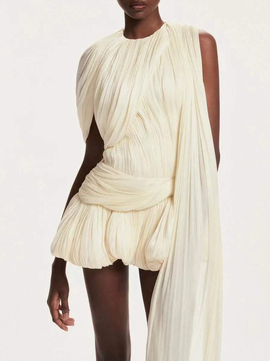 Elegant High Waist Mesh Panel Dress – Sleek Minimalist Style