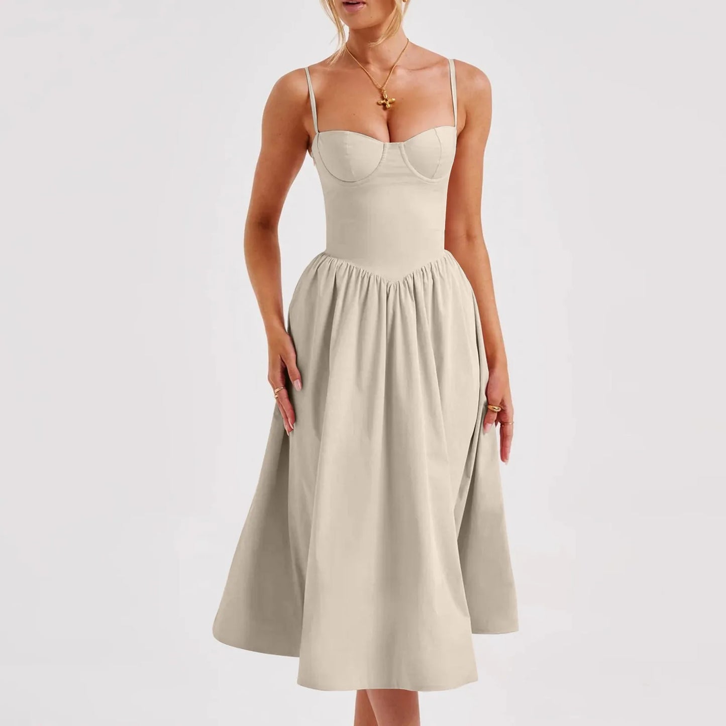 Sexy Sleeveless A-Line Dress for Women – Mid-Length Feminine Summer Style