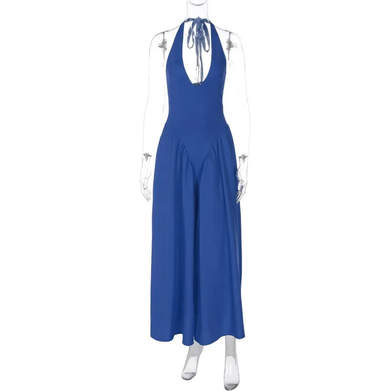 Talenza Summer Sleeveless Halter Dress – Elegant White Evening Gown