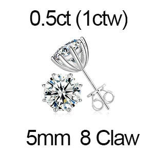 Brilliant Round Moissanite Earrings – Sterling Silver Studs, Dazzling Gift for Him or Her