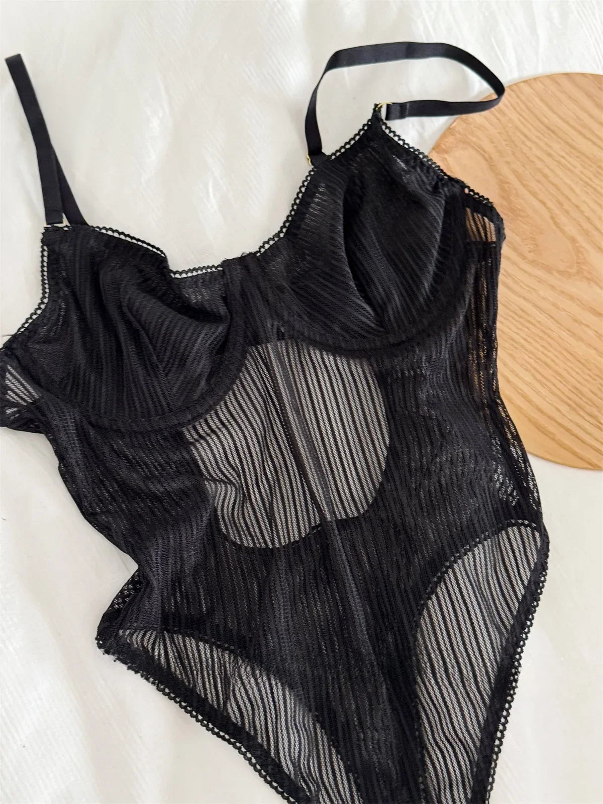 Halter Neck Lace Bodysuit – Sexy One-Piece Mesh Lingerie for Women