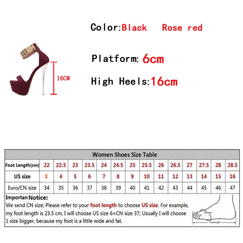 Fashion Fetish: 16CM Platform High Heels with Ankle Covers for Women