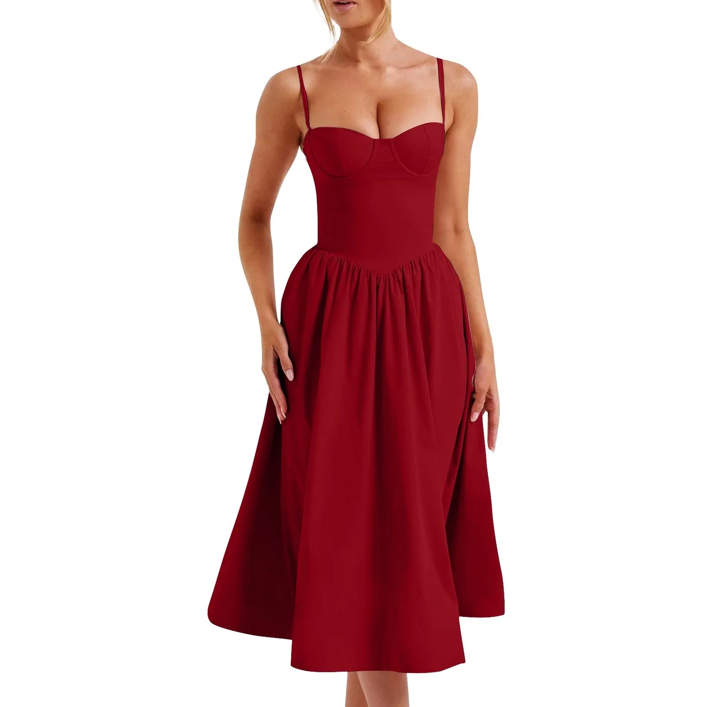Sexy Sleeveless A-Line Dress for Women – Mid-Length Feminine Summer Style