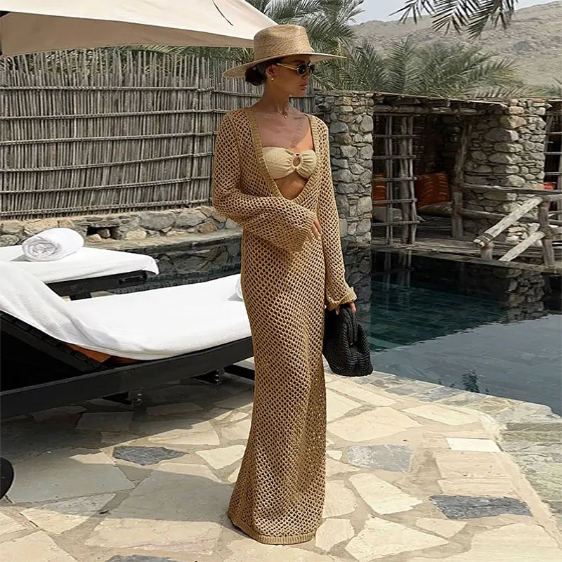 Summer Siren – Feminine Bell Sleeve Knit Dress & Cover-Up
