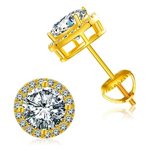 Brilliant Round Moissanite Earrings – Sterling Silver Studs, Dazzling Gift for Him or Her