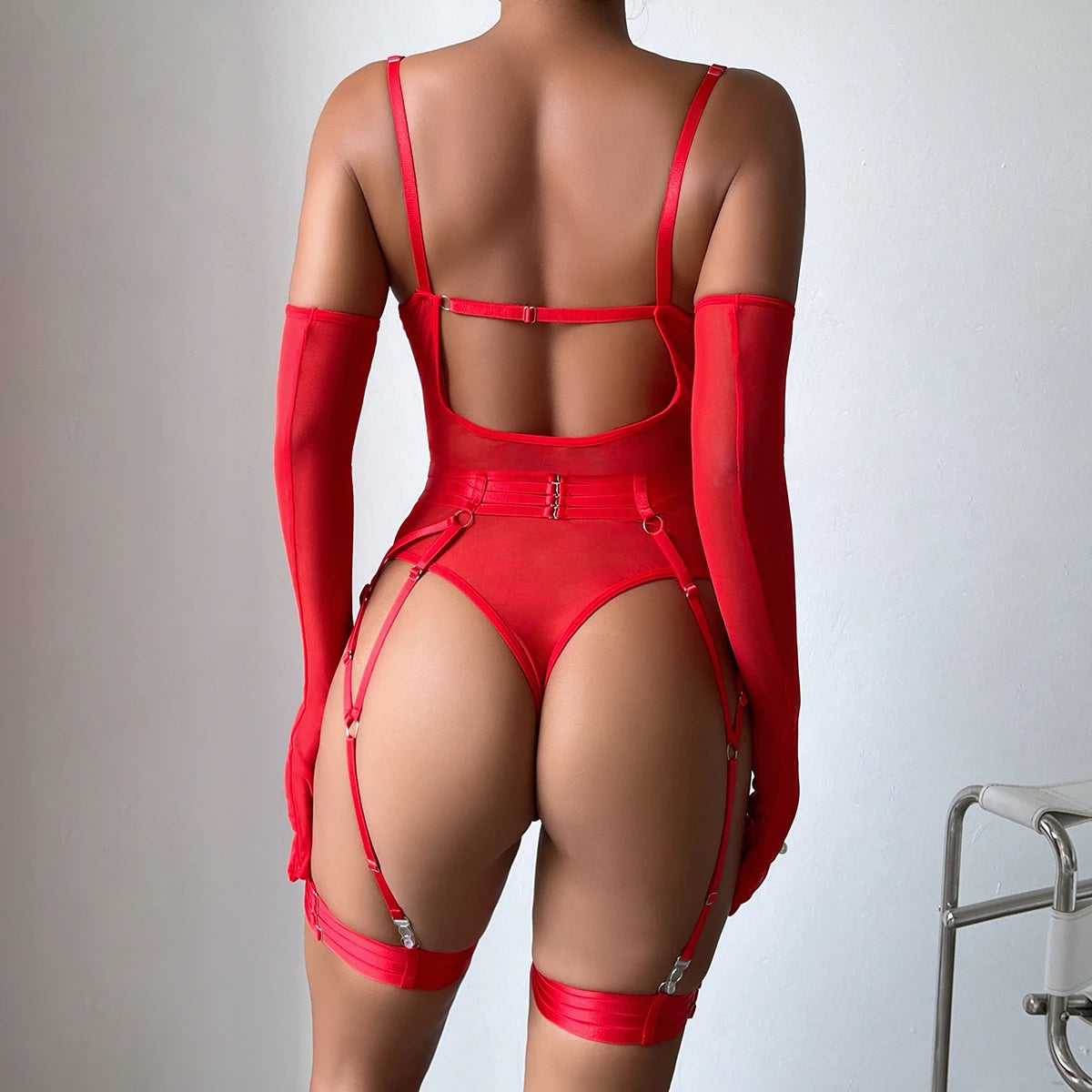 Erotic Lace Garter Bodysuit – See Through Clubwear for Women