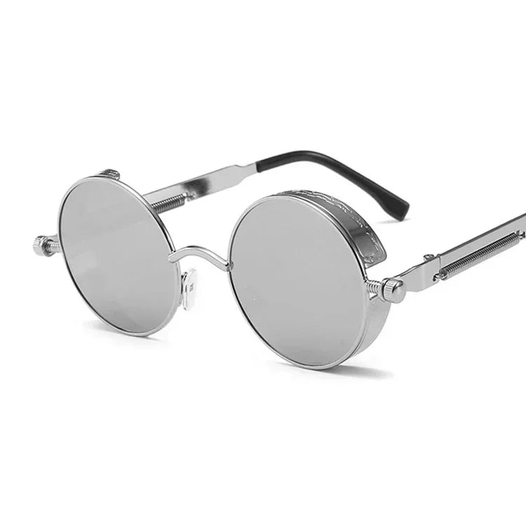 Vintage Steampunk Round Sunglasses – Unisex Metal Frame UV400 Designer-Inspired Retro Shades