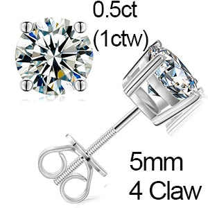 Brilliant Round Moissanite Earrings – Sterling Silver Studs, Dazzling Gift for Him or Her