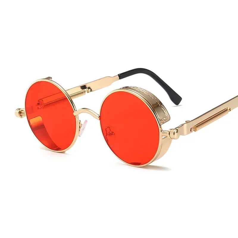 Vintage Steampunk Round Sunglasses – Unisex Metal Frame UV400 Designer-Inspired Retro Shades