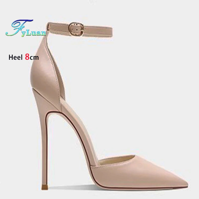 Spring Summer Fashion Sheepskin Heels – Women’s Buckle Strap Sandals (6–12cm)