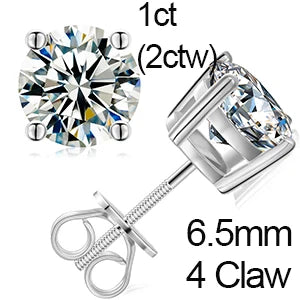 Brilliant Round Moissanite Earrings – Sterling Silver Studs, Dazzling Gift for Him or Her
