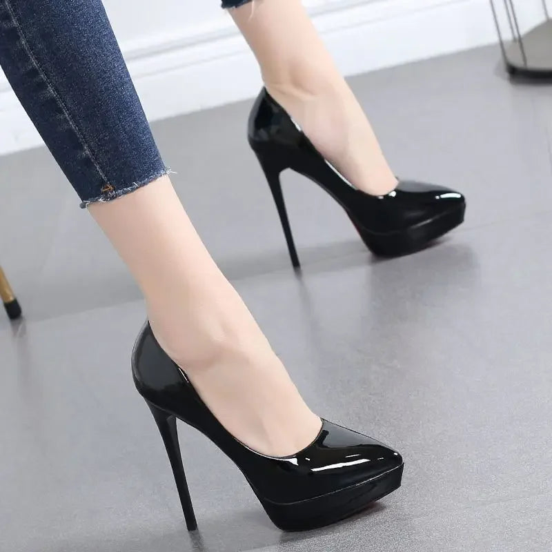 Elegant Nude Pointed Toe High Heels – Versatile Waterproof Design