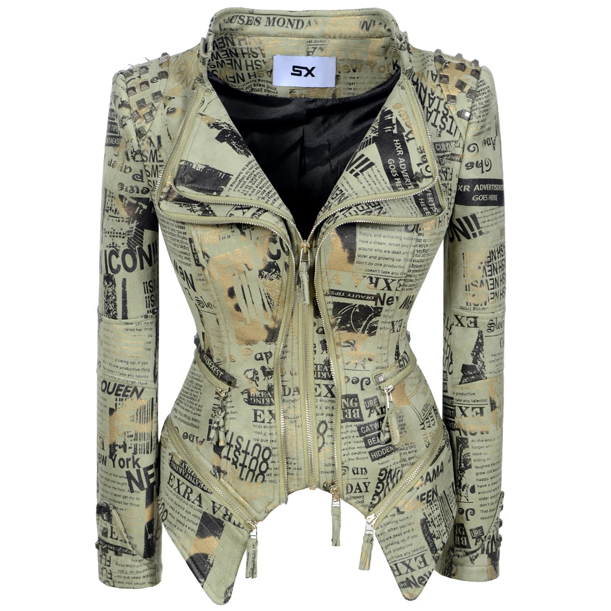 Women's Punk Style Cropped Denim Jacket – SX Rivet Moto Windbreaker