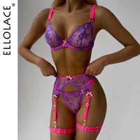 Floral Fantasy: Luxury See-Through Lingerie with Garter Belt