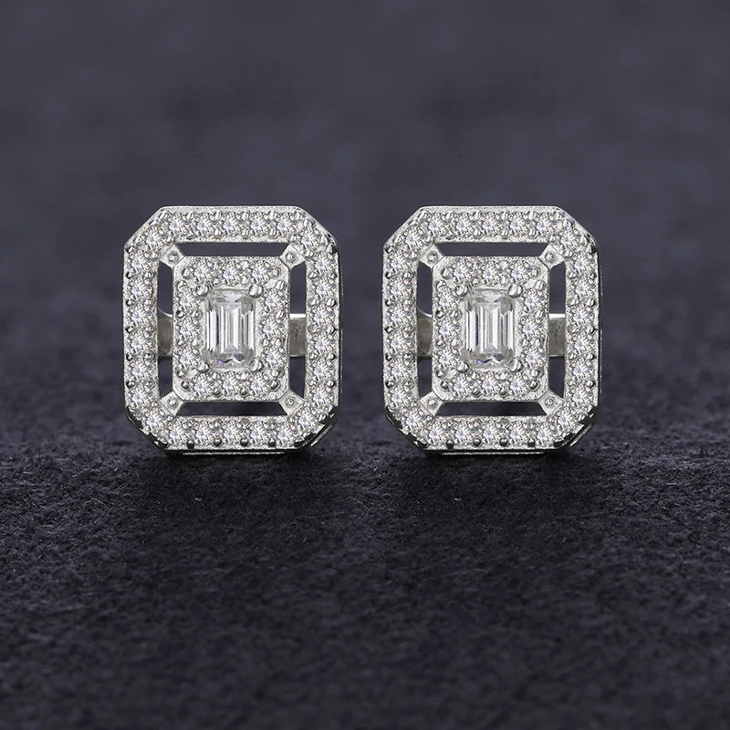 Brilliant Round Moissanite Earrings – Sterling Silver Studs, Dazzling Gift for Him or Her
